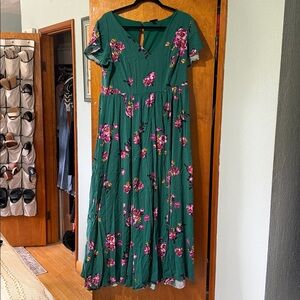 Torrid green floral maxi wrap dress